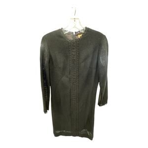 Vintage Gay Gibson Black Lace Trim Collar Mid Gothic Monochrome Witchcore Dress